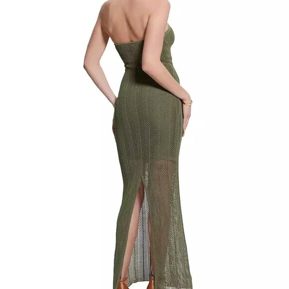 GUESS Women's Sophie Halter Maxi Sweater Dress- Green- Size S - Picture 2 of 8